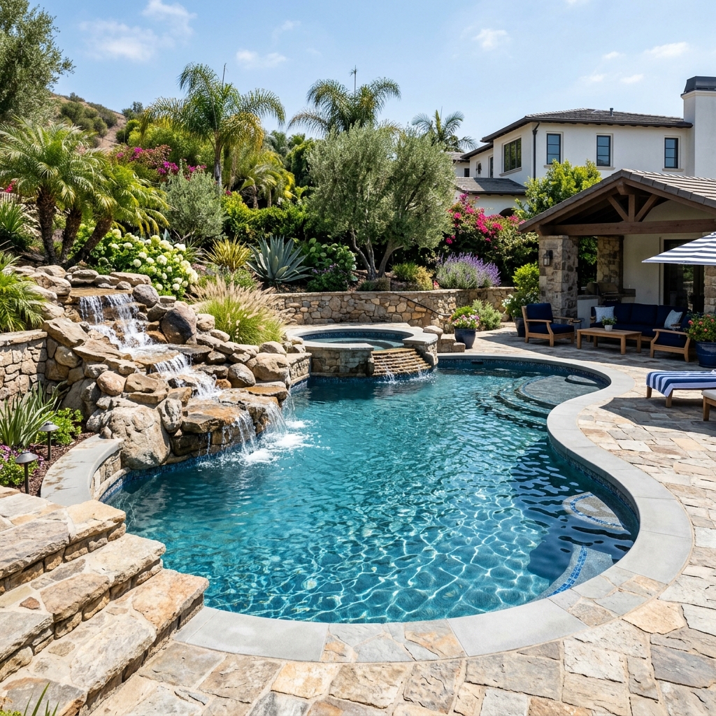 Natural stone waterfalls